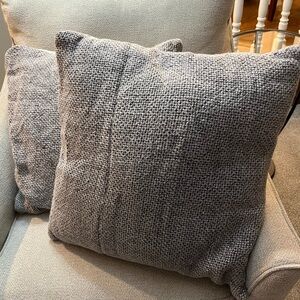 2 Pottery Barn Faye Linen Grey Textured Throw Pillows